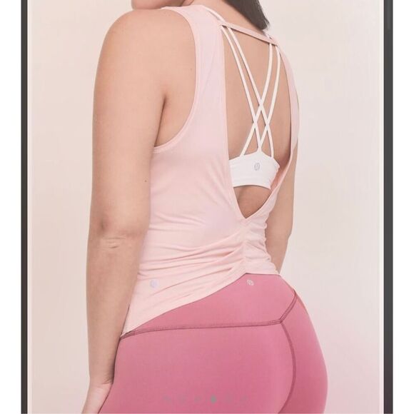 Lululemon Deep Stretch Tank Top Open Back Size Medium Rare Style Dusty Pink - Picture 2 of 9